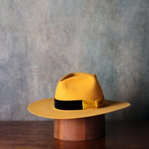 Yellow Arrowhead Crown Velvet Trim Felt Hat