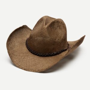 Piper Straw Cowboy Hat with Sculpted Finish - Brown