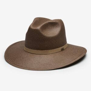 Hollis Textured Paper Straw Wide Brim Sun Hat - Chocolate