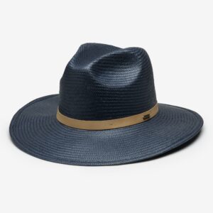 Handwoven Flora Wide Brim Sun Hat in Paper Straw - Denim