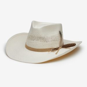 Aster Textured Cowboy Hat Crafted in Straw - Ivory