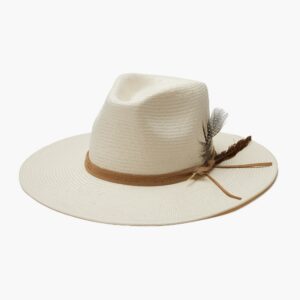 Juniper Curved Wide Brim Sun Hat Crafted in Straw - Cream